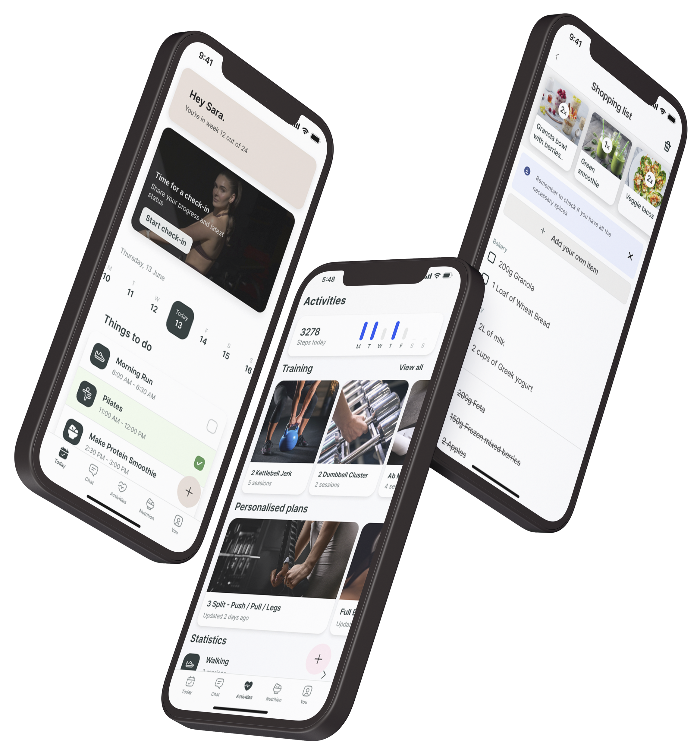 A mockup of the coaching app showcasing the features.